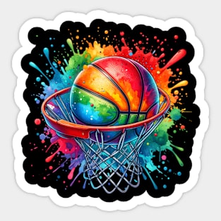 Colorful Basketball Tie Dye Color Splash Hoop Net Slam Dunk Sticker